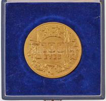 1988. "MTK-VM Sportklub 100 éves" nagyalakú aranyozott fém emlékérem dísztokban (70mm) T:2