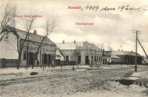 1909 Komádi, Magyar Király szálloda, vendéglő, étterem és kávéház, borivó, Takarékpénztár. Kiadja Kohn Amália