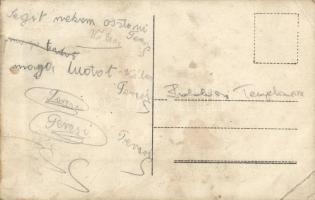 Budakeszi, Makkosmáriai templomrom. Istentisztelet pappal - 2 db régi fotó képeslap / 2 pre-1945 pho...