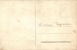 Budakeszi, Makkosmáriai templomrom. Istentisztelet pappal - 2 db régi fotó képeslap / 2 pre-1945 pho...