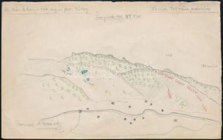 1917 Kézzel rajzolt katonai térképvázlatok, Novák István (?-?), a m. kir. 4. honvéd ágyús ezred 3. ü...
