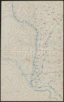 1917 Kézzel rajzolt katonai térképvázlatok, Novák István (?-?), a m. kir. 4. honvéd ágyús ezred 3. ü...