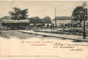1901 Budapest XIII. Eisele-gépgyár (később Láng-gépgyár), 1000. kazán elszállítása. Szabó Fivérek fényképészek kiadása