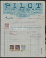 1922 Bp., A Pilot és Dedics Testvérek Automobil Részvénytársasága és Műhelye, 2 db fejléces számla + jegyzőkönyv