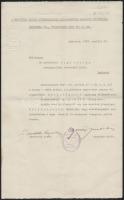 1937 Bp., A Hadviselt Magyar Közszolgálati Alkalmazottak Bajtársi Szövetsége által írt levél, rajta az elnök aláírásával