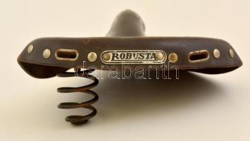 Régi bőr kerékpárnyereg, sérült, 27×22 cm