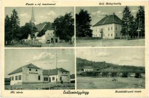 Erdőszentgyörgy, Sangeorgiu de Padure; Piactér, református templom, állami iskola, Gróf Rédey kastély, Kisküküllő part és híd / market square, Calvinist church, school, castle, Tarnava Mica River