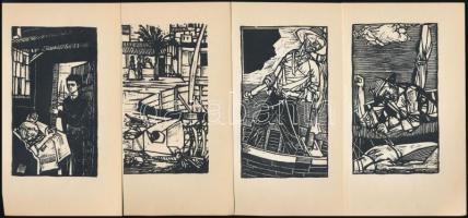 3 db Dreher-Mauls számolócédula + 10 db Hemingway-illusztráció nyomat