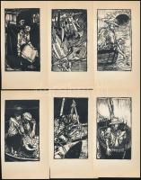 3 db Dreher-Mauls számolócédula + 10 db Hemingway-illusztráció nyomat