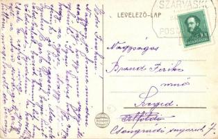 Szarvaskő, szarvaskői vasúti bevágás, vasúti híd, gőzmozdony + 1933 Szarvaskő postai ügynökségi pecs...