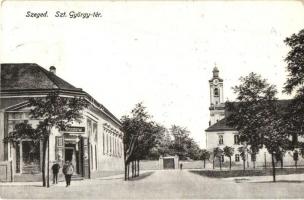 Szeged, Szent György tér, Gyógyszertár, templom (EK)