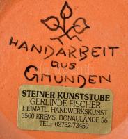 Gmundner Keramik népi motívumos osztrák falitányérok, 6 db, mázas kerámia, egy részük jelzett, d: 21...