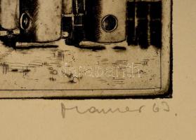 Maurer Dóra (1934-): Finomítóüzem. Rézkarc, papír, jelzett, 20×29 cm