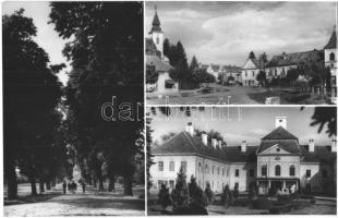 Iharosberény - 3 db modern városképes lap: utcakép, üzlet, Gyógyszertár, Inkey kastély, templom (Kép...