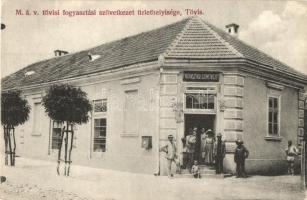 Tövis, Teius; MÁV fogyasztási szövetkezet üzlethelyisége. Maksay fényképész kiadása / cooperative shop of Hungarian State Railways (fl)