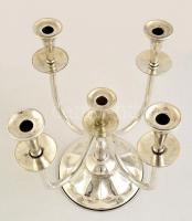 Nagyméretű, ötágú alpakka gyertyarató, m: 37 cm