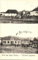 1909 Zágor, Roden, Zagar; Fő tér, kerekes kút / main square, well
