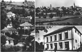 Tamási - 4 db modern városképes lap: Járási Tanácsház, automobil (Képzőművészeti Alap)