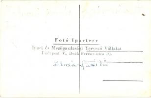 Almásfüzítő, Tervező iroda, gyár részlet, automobil, "Éljen a 11. szabad május 1!" felirat...