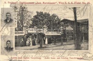 Vienna, Wien II. K.k. Prater, A. Pastiggis Etablissement Zum Marokkaner / amusement park restaurant with the owners. Art Nouveau (Rb)