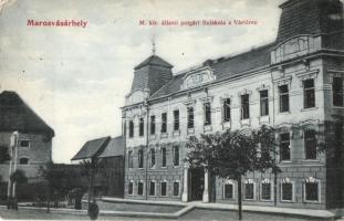 Marosvásárhely, Targu Mures; M. kir. állami polgári fiú iskola a Vártéren. Kiadja Révész Béla 911. / boy school (EK)