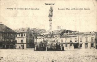 Temesvár, Timisoara; Losonczy tér, Ferenc József laktanya, Rech János üzlete, Temesvármegyei Gazdasági Egyesület Mezőgazdasági Szövetkezeti Központja, Pannonia szálloda / square, military barracks, shops, agricultural cooperative, hotel (EK)