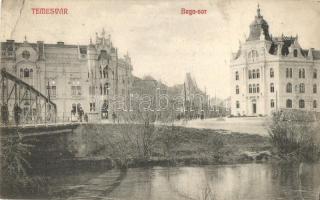 Temesvár, Timisoara; Bega sor, híd / street view, bridge (EB)