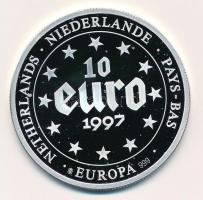 Németország 1997. "Hollandia Gulden - Az első Euro veretek" jelzett Ag emlékérem, tanúsítv...