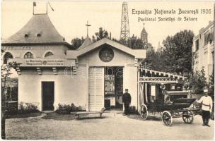 1906 Bucharest, Bucuresti; Expositia, Pavilionul Societatei de Salvare / Wiener Freiwillige Rettungs-Gesellschaft / Exhibition, Salvation Society Pavilion, chariot