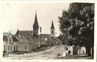 Szászrégen, Reghin - 3 db régi városképes lap: Református és katolikus templom, szövetkezeti üzlet, ...