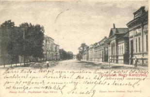 1900 Nagykároly, Carei; utcakép. Huszty Zoltán fényképész felvétele, Eigner Simon kiadása / street view (fl)