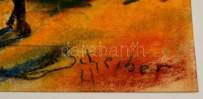 Scheiber jelzéssel: Konflis, pasztell, papír, 26×37 cm