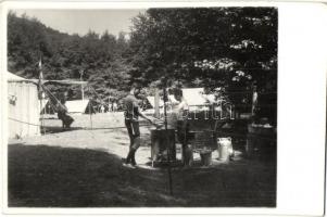 1939 Parád, Cserkésztábor, főzés / Scout camp, cooking. photo