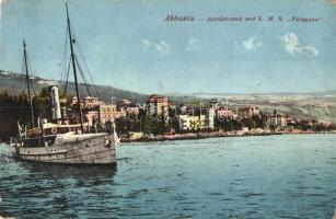 SMS Pelagosa Abbazia kikötőjében / K.u.K. Kriegsmarine SMS Pelagosa (kopott sarkak / worn corners)