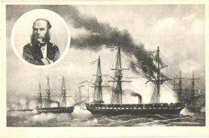 Seetreffen bei Helgoland 9. Mai 1864. Das Gablenz-Denkmalkomittee / Wilhelm von Tegetthoff won the battle with SMS Schwarzenberg, Radetzky and Seehund