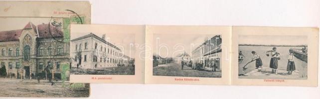 Mohács, Állami polgári iskola. leporello, belül: Király utca, Hajószentelés, Mohácsi csata, Szécheny...