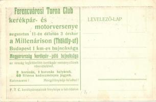 A Ferencvárosi Torna Club (FTC, Fradi) kerékpárosainak fényképe, a hátoldalon kerékpár- és motorvers...