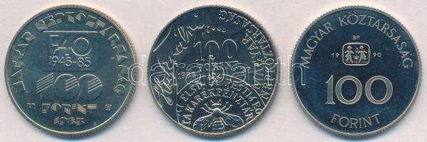 1985. 100Ft alpakka  "FAO - Fa, búza, hal" + 1986. 100Ft alpakka "Fáy András" + ...