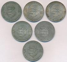 1947. 5Ft Ag "Kossuth" (6x) T:2,2- patina
