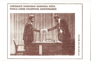 7 db modern sakk motívumlap, sakk világbajnokok sorozat, alkalmi bélyegzéssel / 7 modern chess motiv...