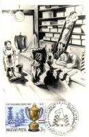 28 db modern sakk karikatúra lap / 28 modern chess caricature cards