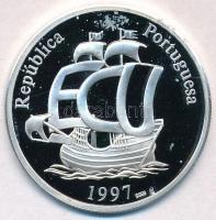 1997. "Maria II da Glória - Portugál Köztársaság - ECU" jelzett Ag emlékérem, tanúsítvánny...