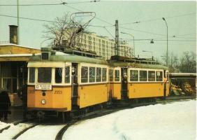 3 db régi villamosokat ábrázoló modern lap + 1 régi villamosjegy