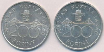 1993. 200Ft Ag "MNB" (2x) T:2 kis patina