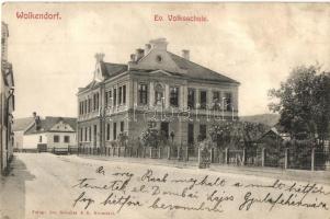 1913 Szászvolkány, Vulcan, Wolkendorf; Evangélikus népiskola, kiadja F. Roth / Volksschule / school (fa)