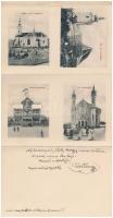 1908 Sepsiszentgyörgy, Sfantu Gheorghe; Látképek. Kihajtható képeslap, zsinagóga, vasútállomás, szöv...