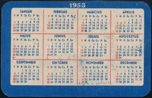 1953 "Utazzék MASZOVLET repülőgépen" - kártyanaptár, hátoldalon ráírásokkal