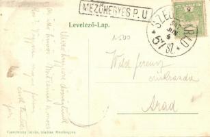 Mezőhegyes, Vasúti vendéglő, étterem kertje vasutasokkal. Kiadja Cservintzky István + 1907 Szeged-Ar...