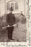 1905 Magyar katona szolgálati dísz egyenruhában / Hungarian soldier in service uniform. photo (EK)