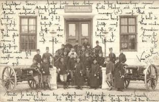 1902 Nagyszeben, Hermannstadt, Sibiu; Cs. és kir. 36. tüzérségi ezred tiszti étkező épülete / Officiers-Menage des k.u.k. Divisions Artillerie Regiments No. 36. group photo with military officers (EK)